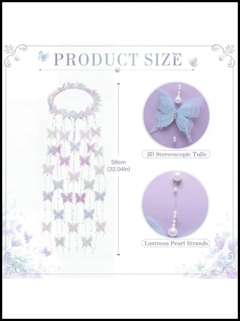 Handmade Butterfly Pearl Tassel Hairpiece Fairy Crown Witch Headband